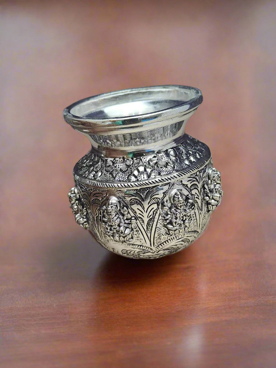 german silver antique finish ashtalakshmi kalash