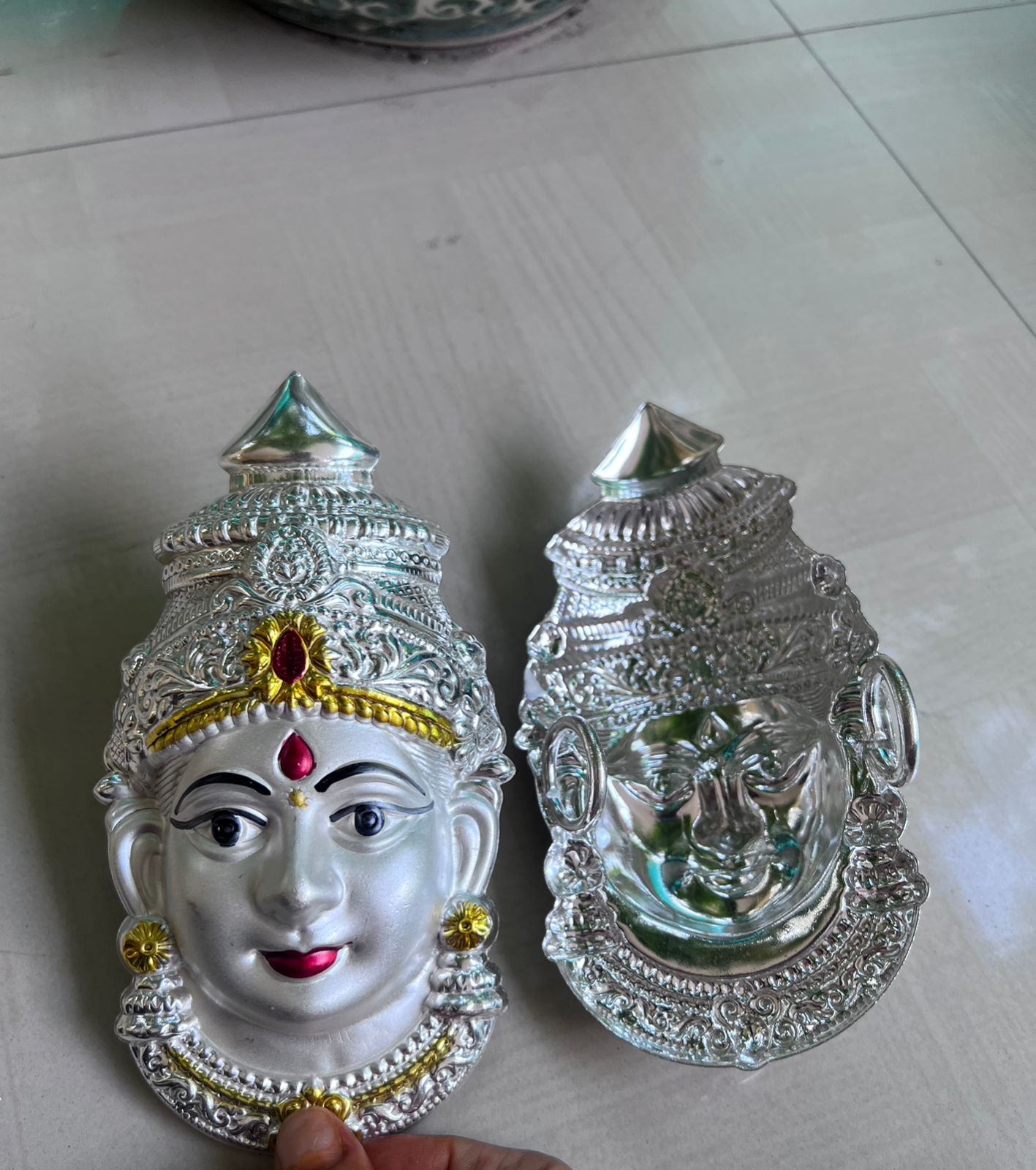 german silver lakshmi face mukut for varalakshmi pooja/ housewarming/diwali