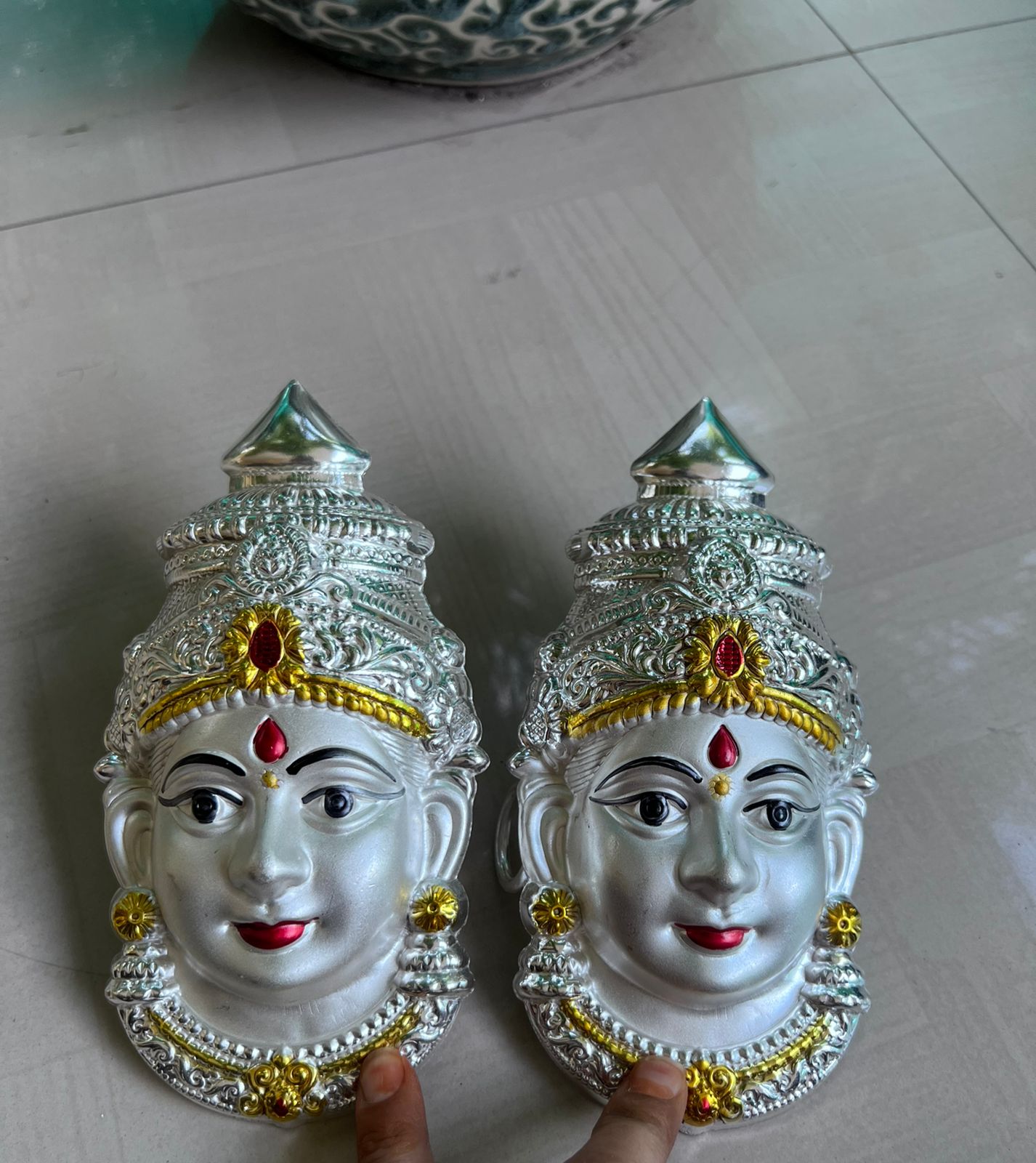german silver lakshmi face mukut for varalakshmi pooja/ housewarming/diwali