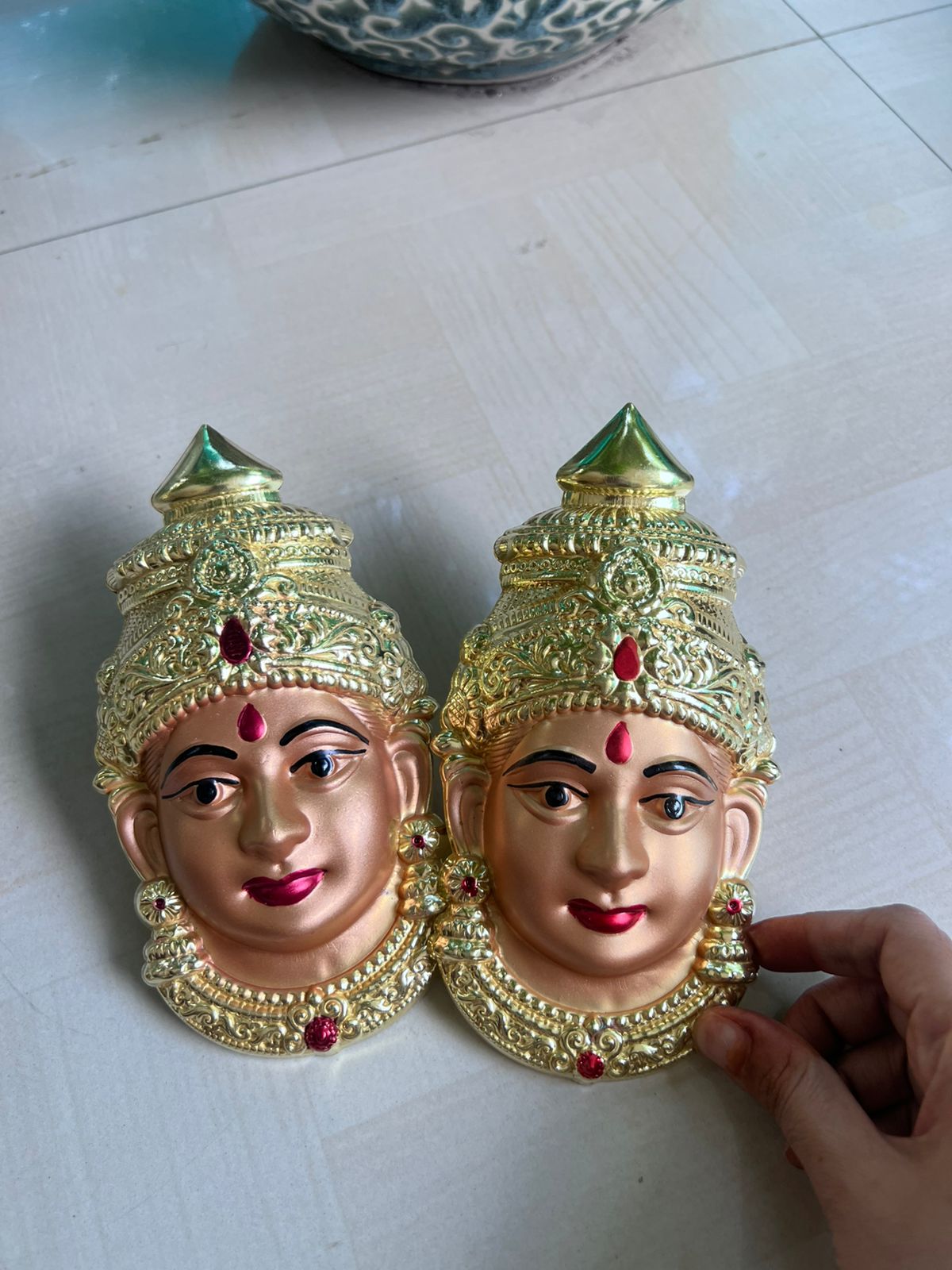 german silver rose gold color lakshmi face mukut for Varalakshmi pooja/ housewarming/ diwali