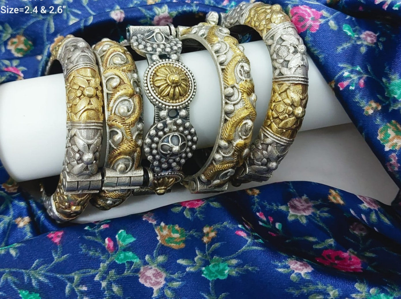 dual tone set of 5 oxidized openable bangle set for women goes with any attire