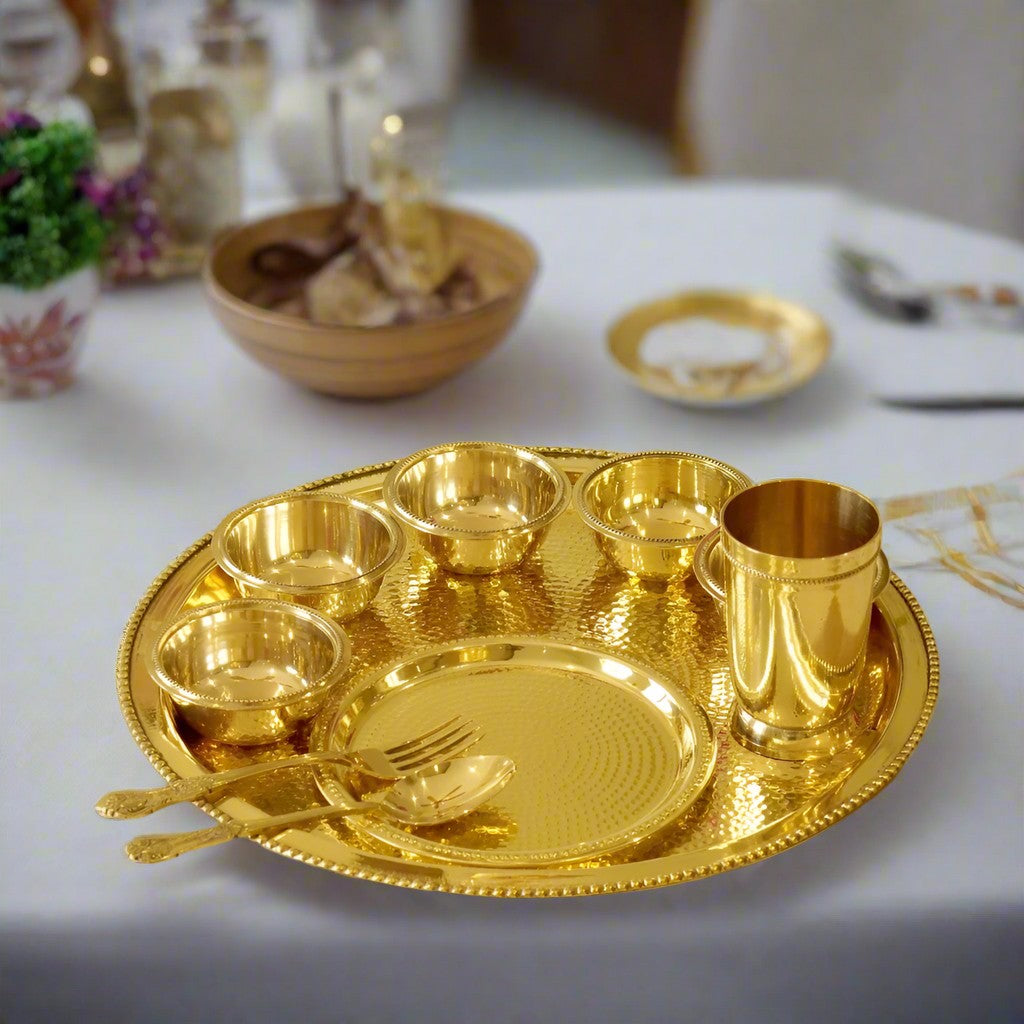 brass hammered set of 10 pieces dinner set for gift item/ home