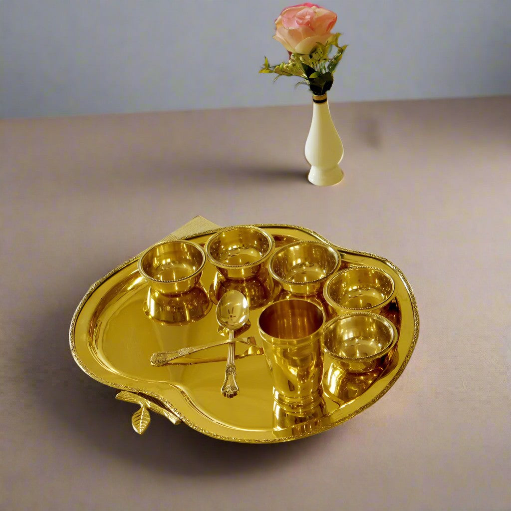 brass apple shape set of 7 pieces dinner set for gift item/ home