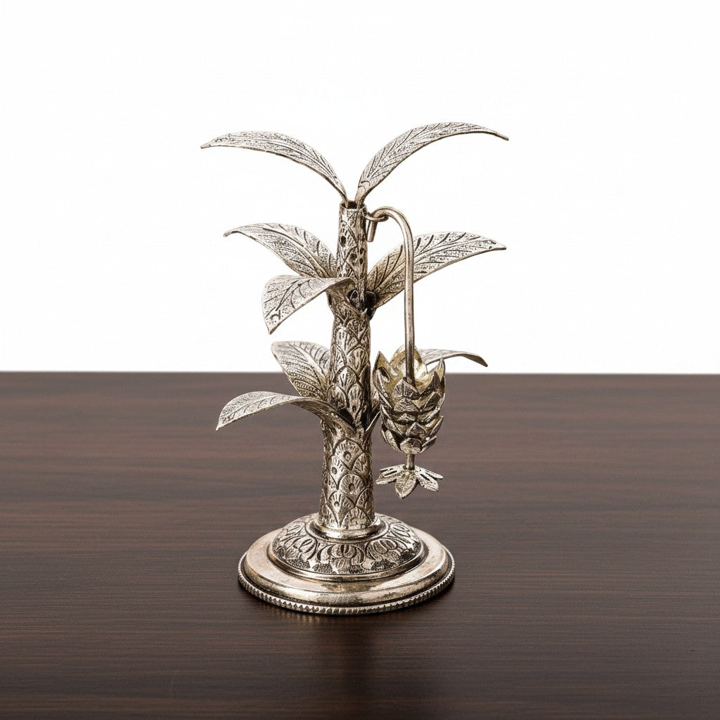 German silver antique finish banana tree Pair – Auspicious Pooja & Festive Décor, 7.5"
