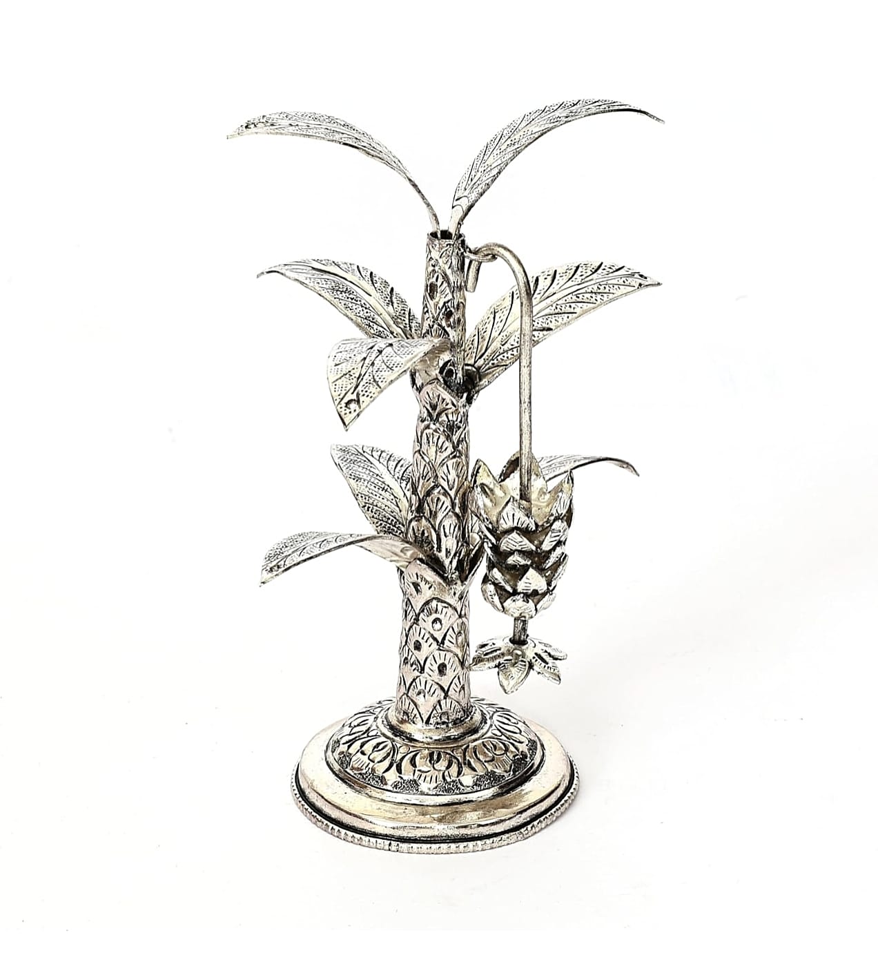 German silver antique finish banana tree Pair – Auspicious Pooja & Festive Décor, 7.5"