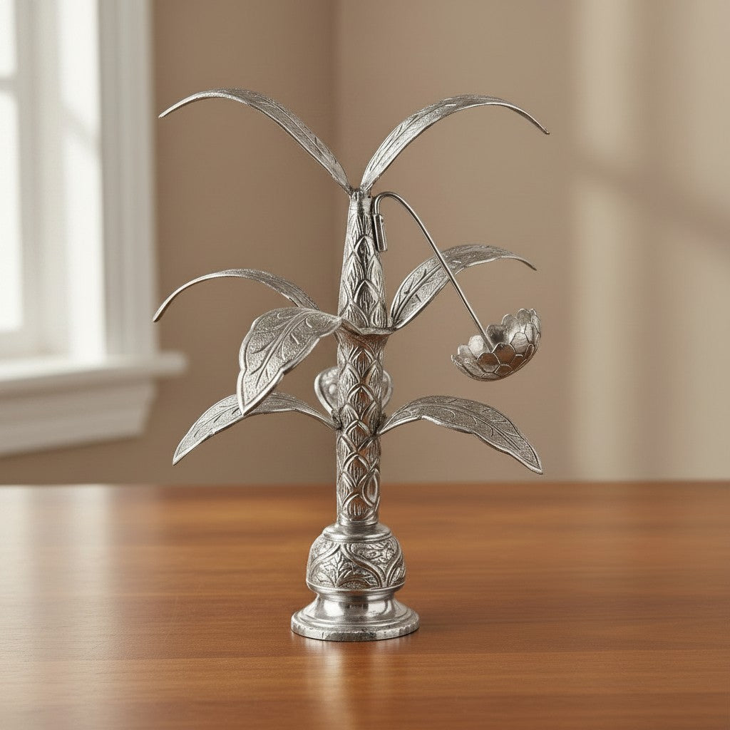 German silver antique finish banana tree Pair – Auspicious Pooja & Festive Décor, 11"