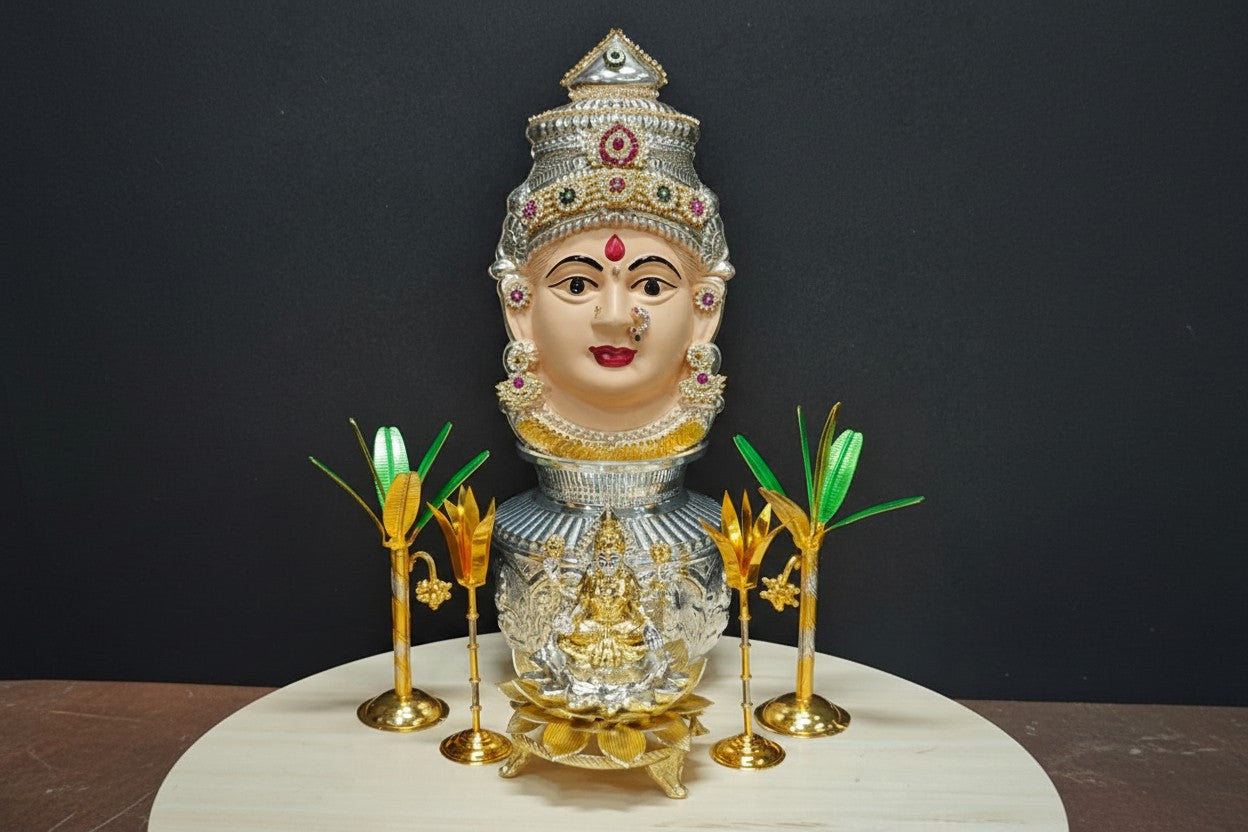 German Silver Varalakshmi Pooja Set – 8 Pieces