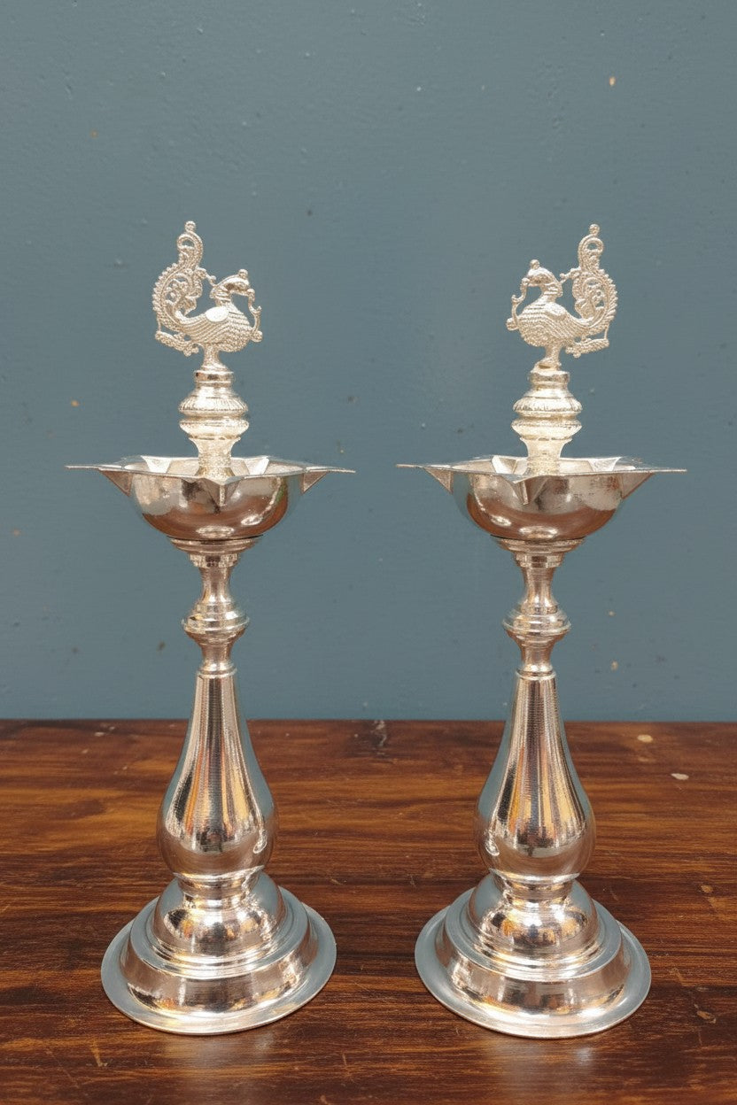 German Silver 11" Diya – Housewarming & Diwali