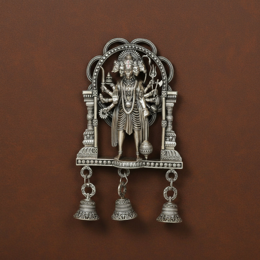 Brass Superfine Panchmukhi Hanuman in Standing posture wall Hanging
