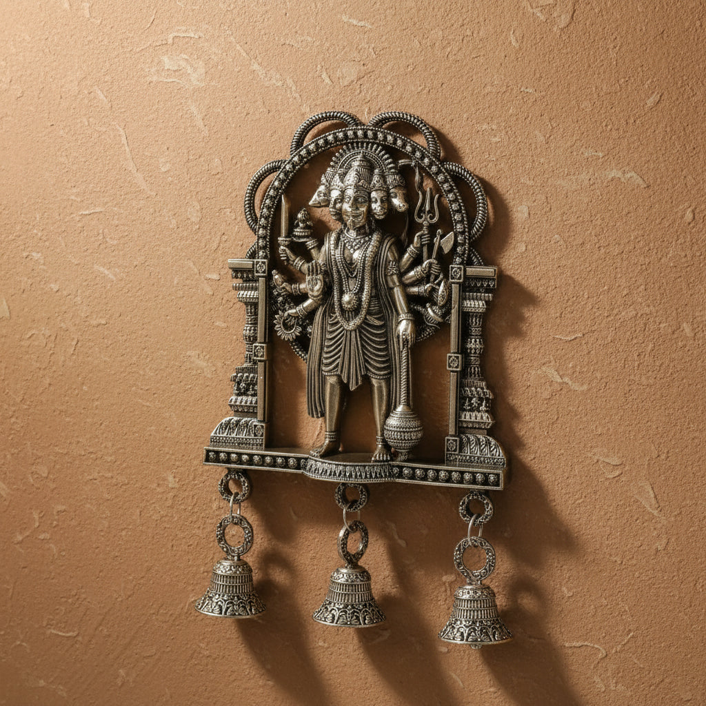 Brass Superfine Panchmukhi Hanuman in Standing posture wall Hanging