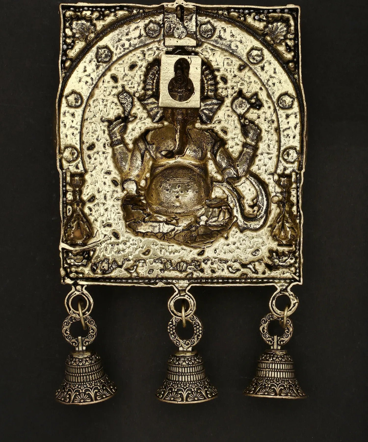 Brass Superfine Sitting Ganesha wall Hanging with bells for pooja room / home décor