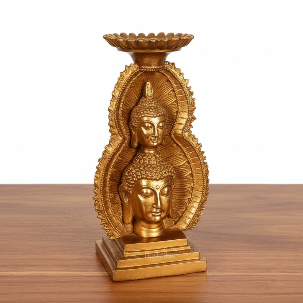 Brass Double Buddha Urli Bowl  Spiritual Home Décor  Meditation & Festive Centerpiece  Pooja Room Accent