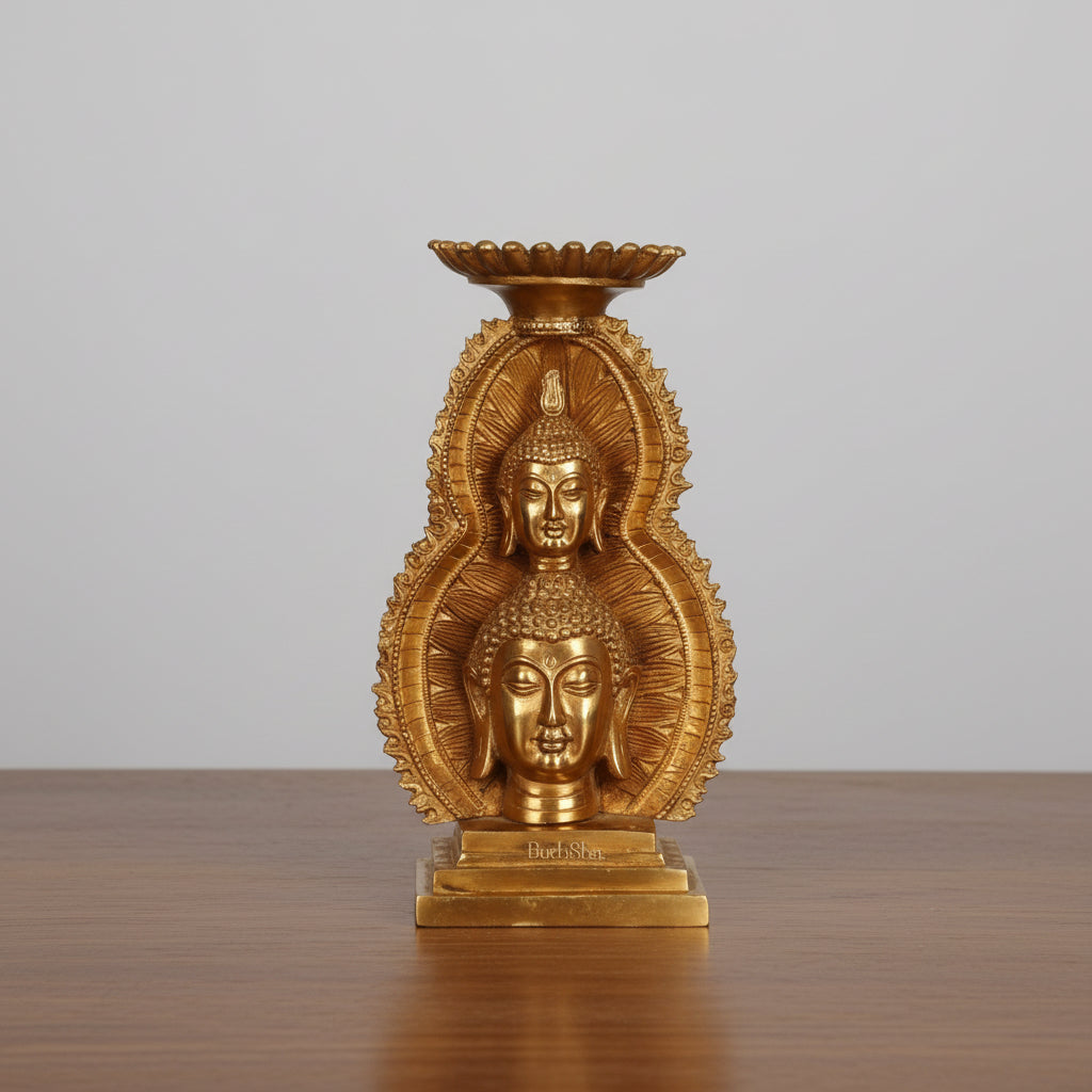 Brass Double Buddha Urli Bowl  Spiritual Home Décor  Meditation & Festive Centerpiece  Pooja Room Accent