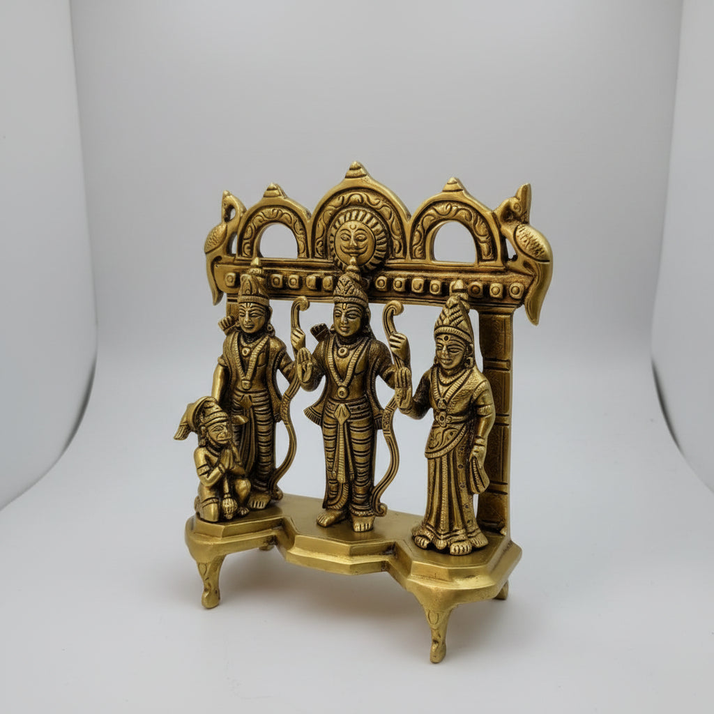Brass Ram Darbar Idol  Lord Ram, Sita, Lakshman & Hanuman Statue  Temple & Home Décor