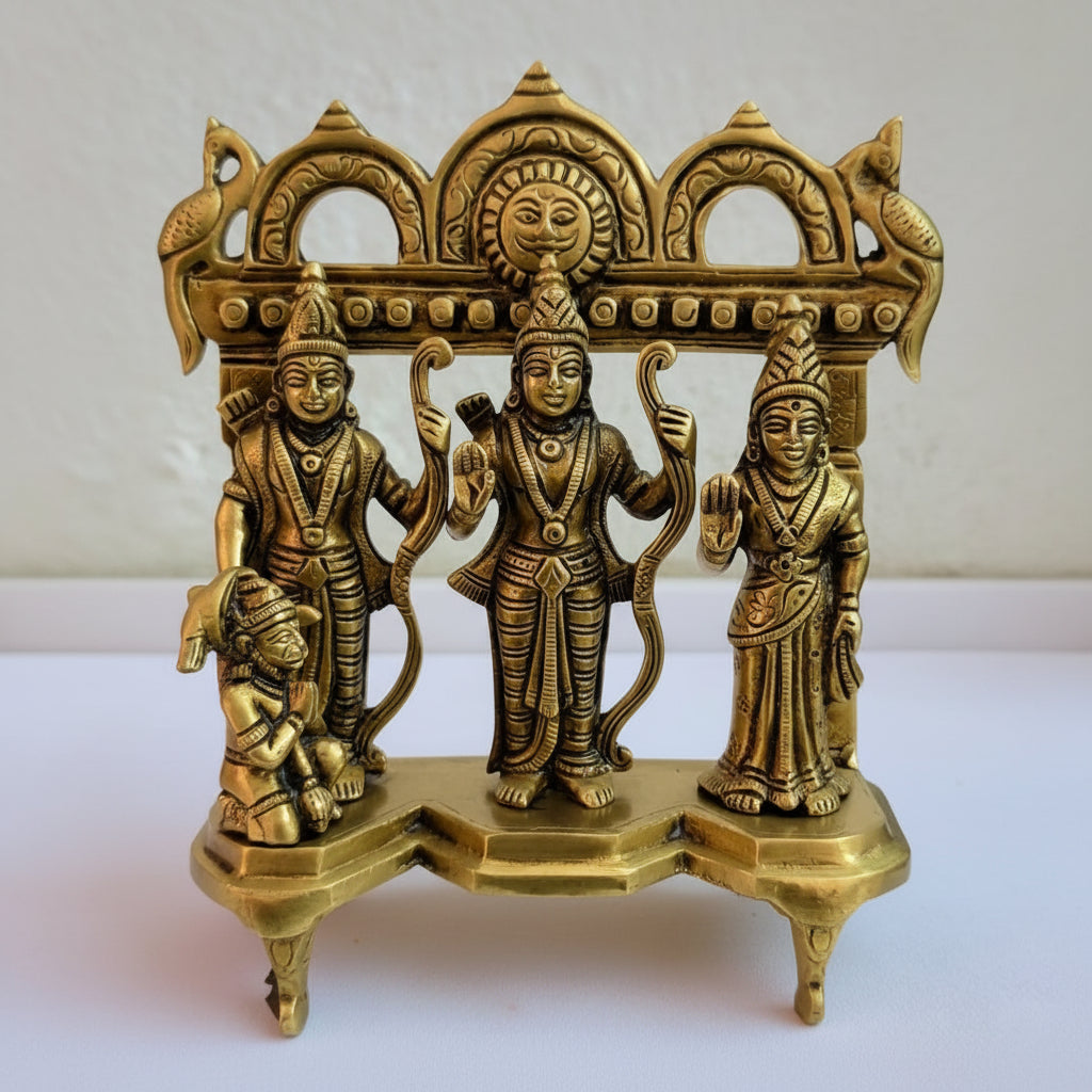 Brass Ram Darbar Idol  Lord Ram, Sita, Lakshman & Hanuman Statue  Temple & Home Décor