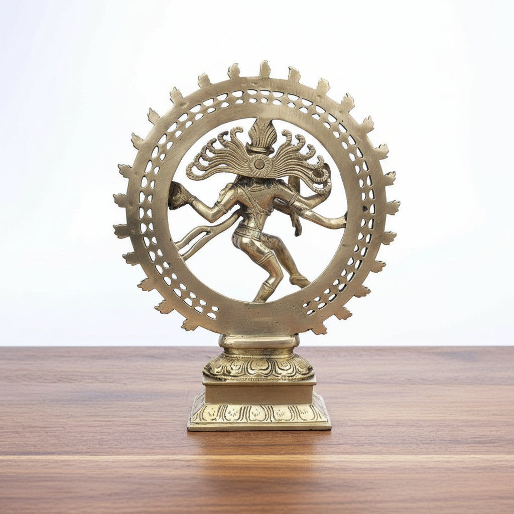 Brass Natraj Statue in Antique Finish  Lord Shiva as Cosmic Dancer  Handcrafted Temple & Home Décor