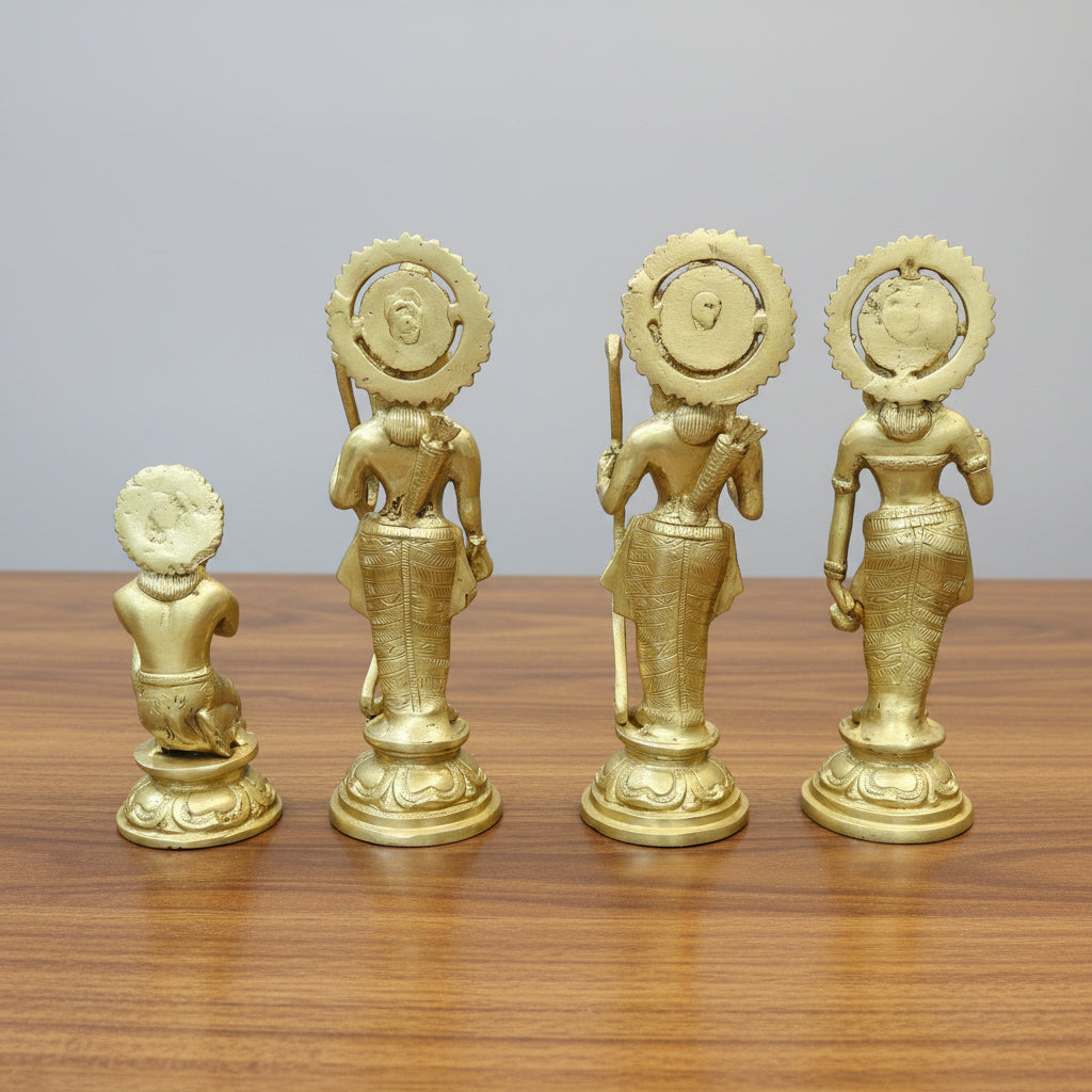 Big Brass Ram Darbar Idol  Lord Ram, Sita, Lakshman & Hanuman Statue  Handcrafted Temple & Home Décor