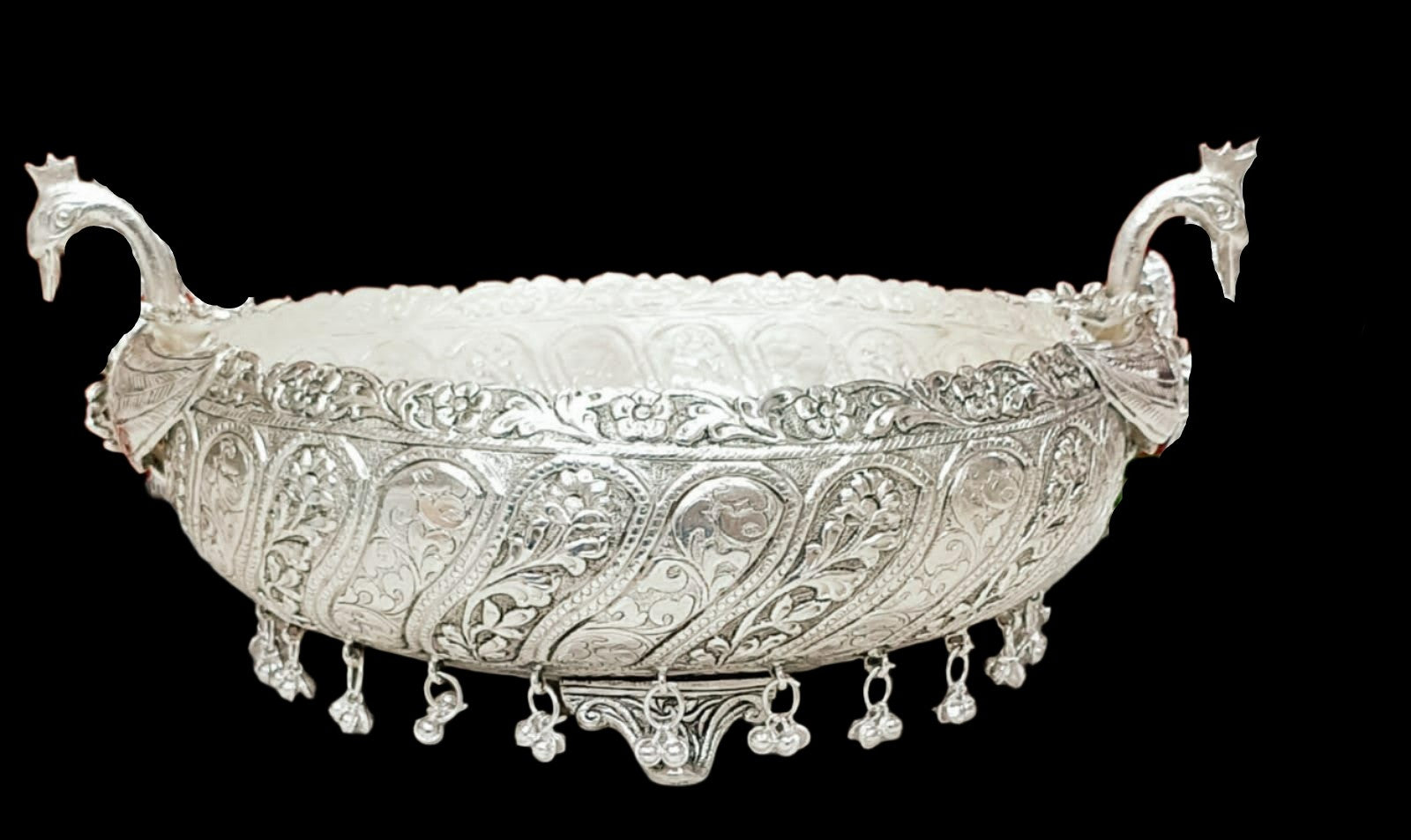 German silver peacock urli bowl