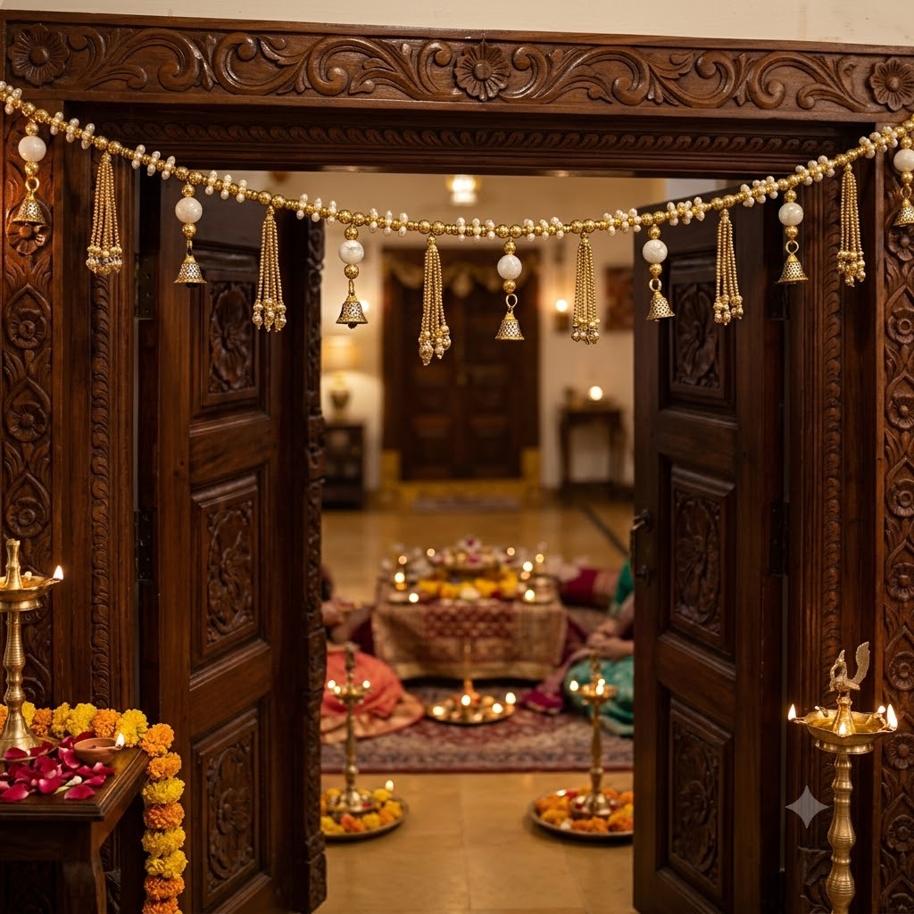 Festive Tassel Beaded Toran, Diwali Door & Home Decor