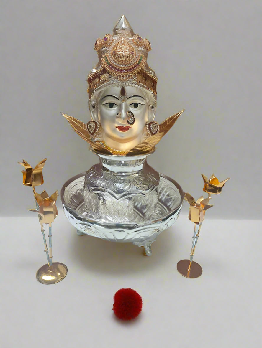 German Silver Lakshmi face with Banana Tree Pooja Set