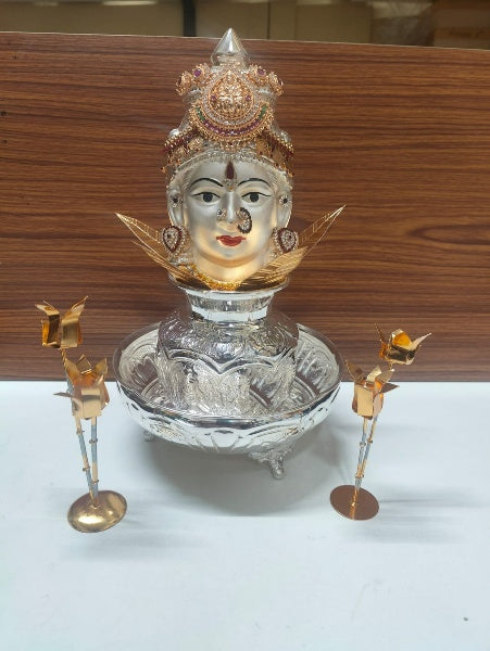 German Silver Lakshmi face with Banana Tree Pooja Set