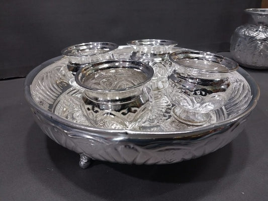 German silver dessert tray set with bowls