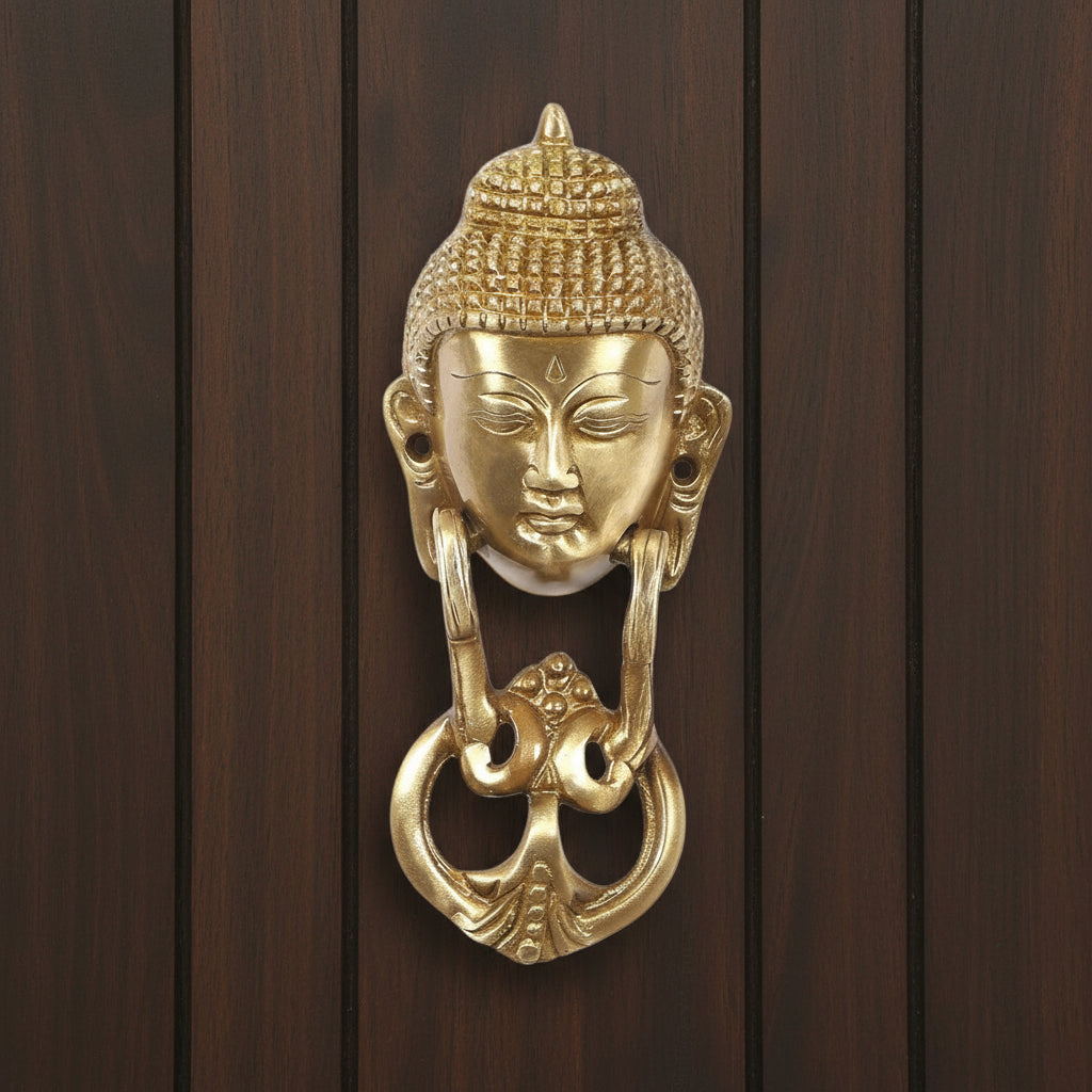 Brass Buddha Knocker for Home Door/Office/Gift Item Enhance The Beauty of Home, Gold