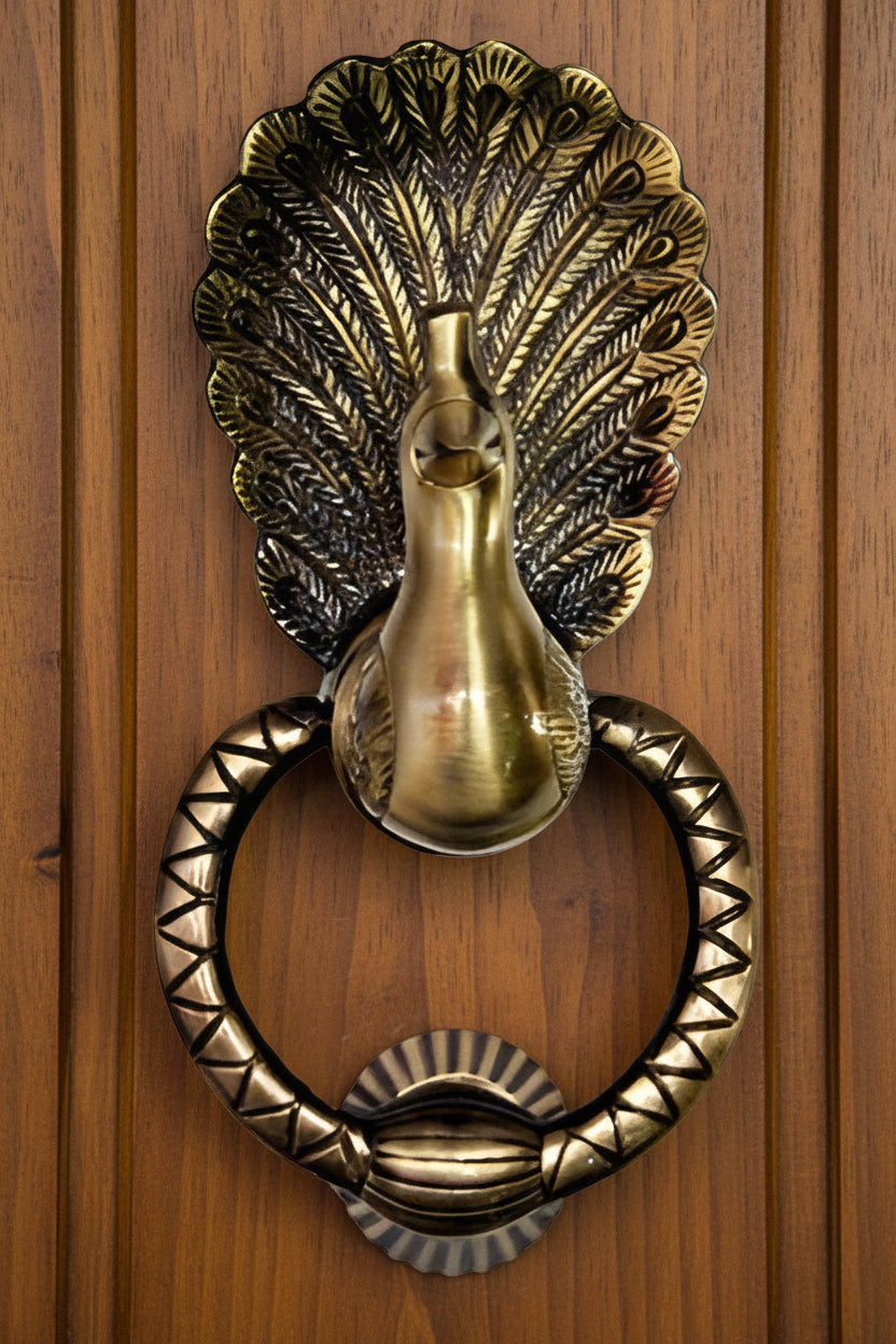 Brass Peacock Door Knocker for Home Door/Office Door/Gift Item, Gold