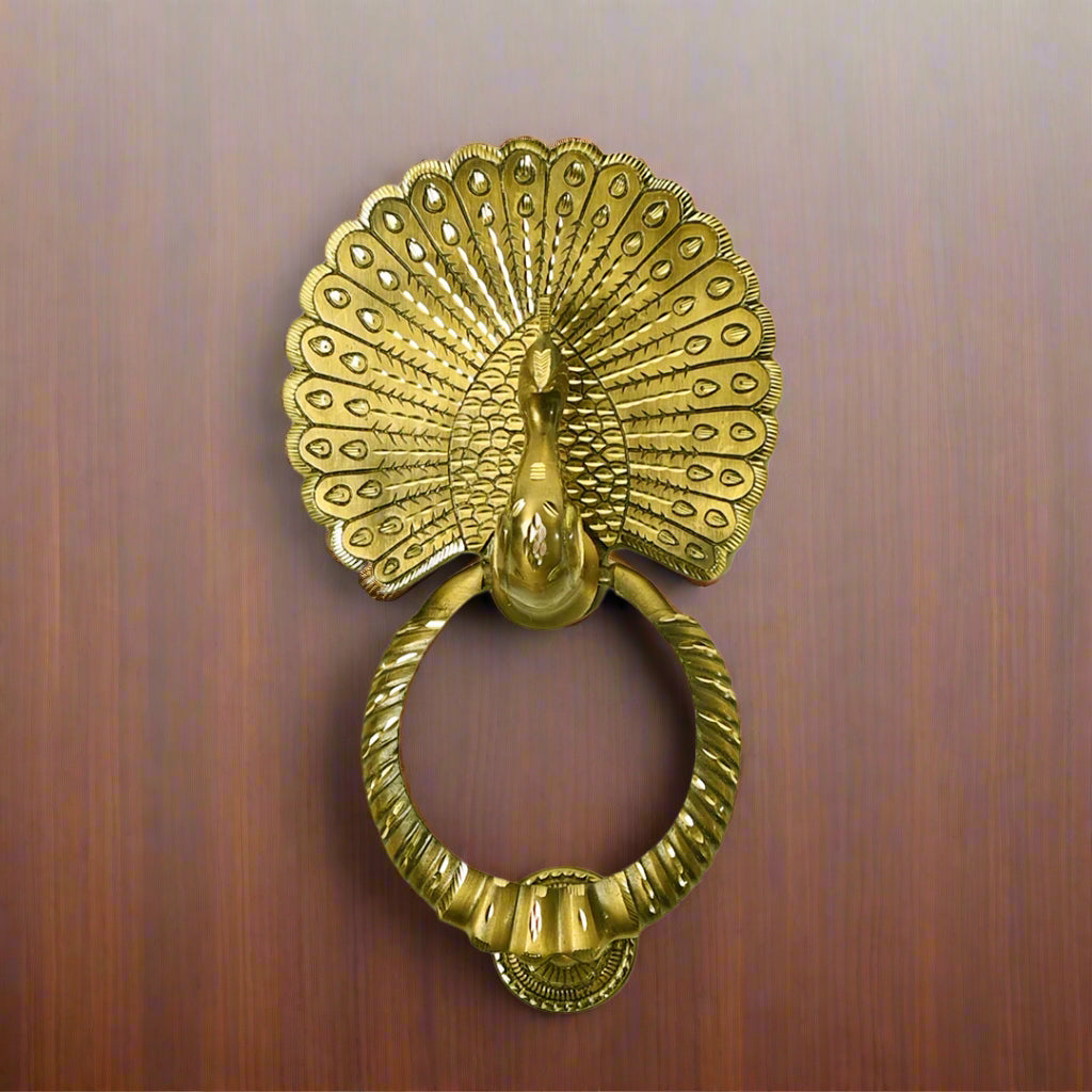 Brass Dancing peacock Door knockers for Home Decor/Office/Gift Item, Gold,