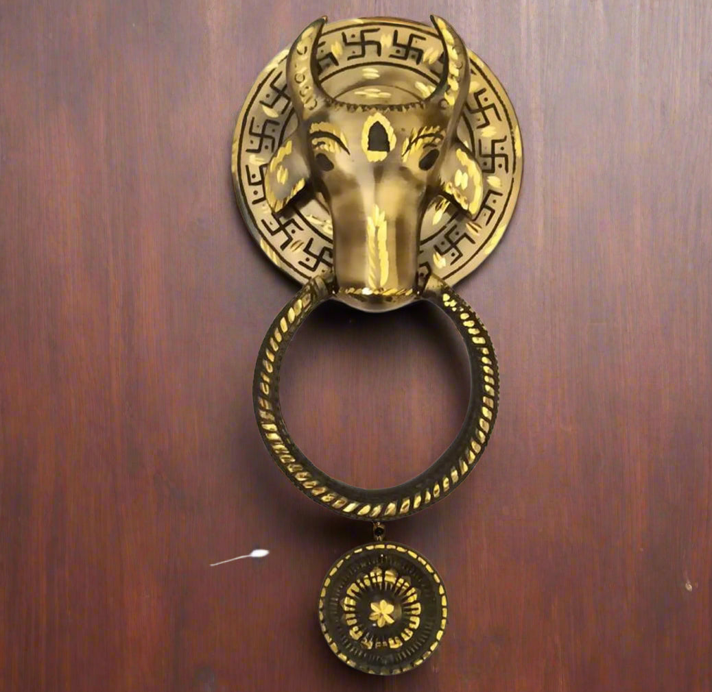 Brass Nandi Bull Door Knocker for Home/Office/Gift Item/Home Decor, Gold