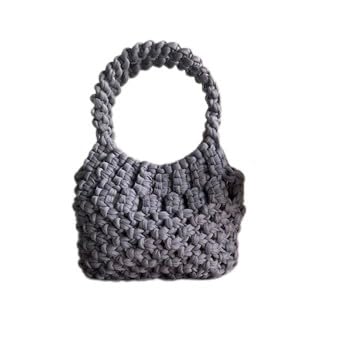 grey color macrame handbag with handle for women/gift for her