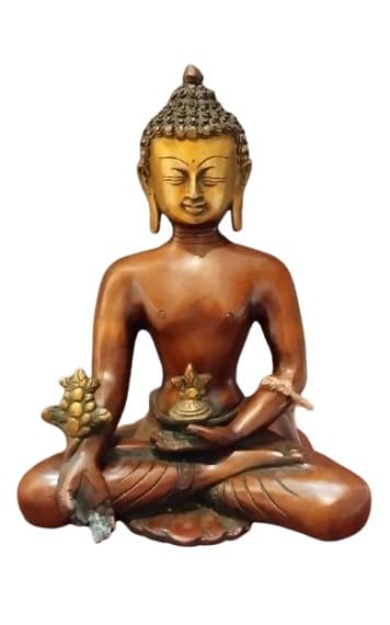 indiancraftsbykanika Brass Meditating Buddha Statue Brown Color for Home/Office/Temple/Gift Item