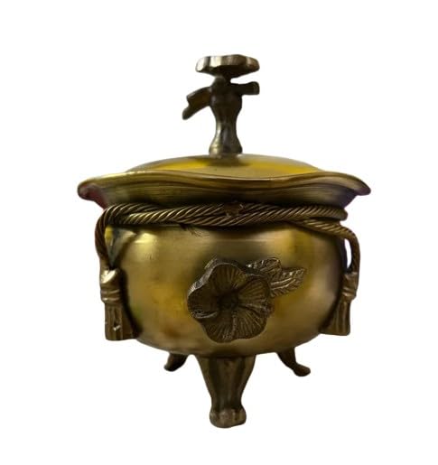 indiancraftsbykanika Brass Antique finish Tie Bowl with Lid/gift item/bowl set - set of 2 bowls