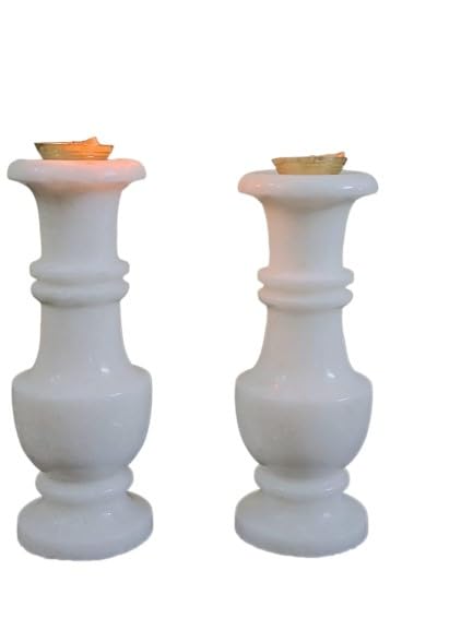 White Tea Light Holder Set of 2 Pieces fine Finish with 10 Wax Tea Lights for Home décor, Diwali Festival Gift Item