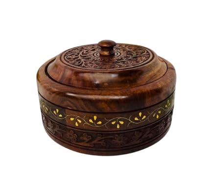 Sheesham Wood Casserole with Steel or Chapatti Box for Keeping them Hot for Longer Time