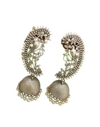 oxidized parrot with pearl hangings jhumki/earrings for women
