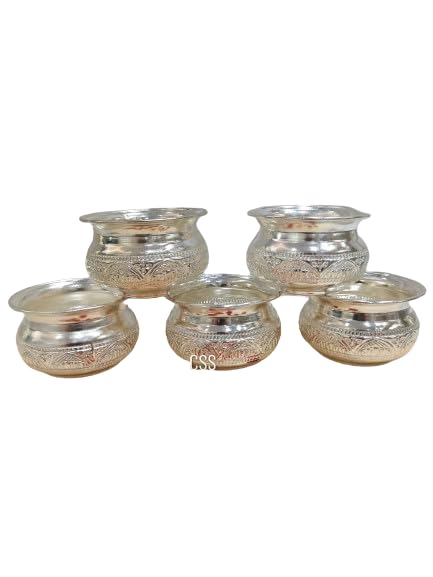 indiancraftsbykanika German Silver Set Of 10 Bowls For Snacks/Gift Item/Prasadam/Pooja/Diwali/Housewarming Pooja