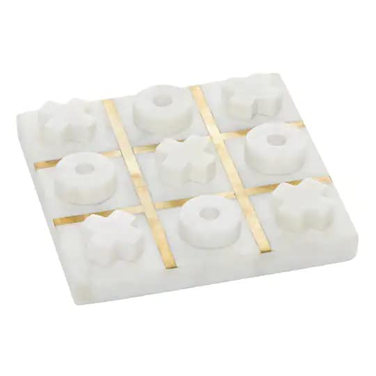Marble tic tac Toe/Home décor with 9 Marble Coins, Size - 6" x 6" for Gift Purpose
