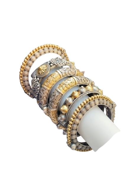 indiancraftsbykanika Brass Silver Replica Dual tone Openable 6 Piece Bangle Combo for women/gift