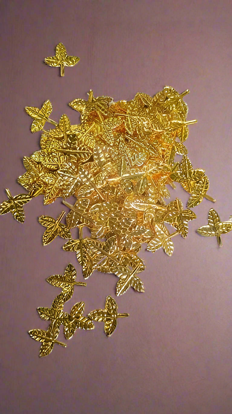 German Silver Set of Silver and Golden bilva patrey Flowers Ideal