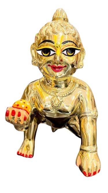Brass laddu Gopal Statue Painted in Different Sizes and Patterns, Big Size laddu Gopal Idol for Temple/Home Decor/Gift Item