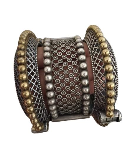 oxidized dual tone Silver replica openable bangles stack of 3 pieces for women
