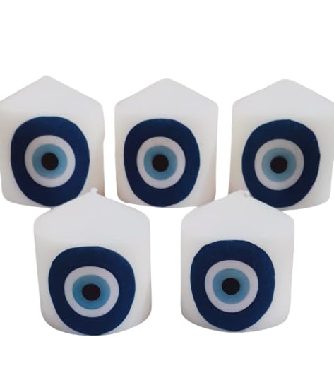 Set of 5 Evil Eye Pillar Candles for Diwali/Home décor/Gift Item
