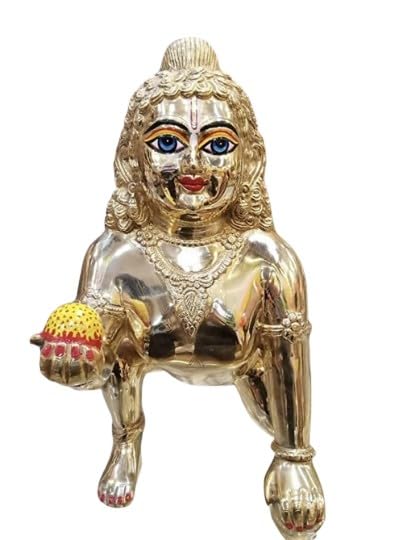 a Beautifully Hand Painted Brass Very Big Size laddu Gopal for Your Home/Temple/Office
