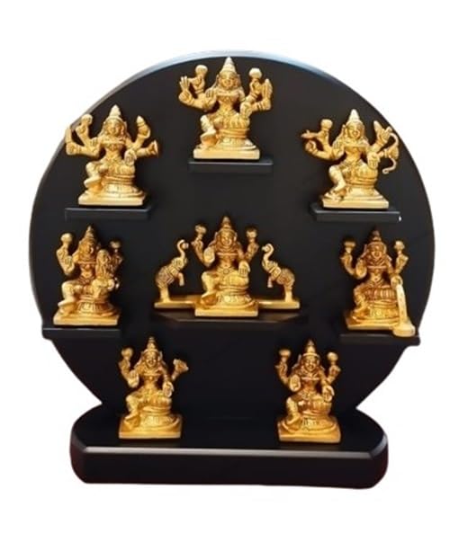 indiancraftsbykanika Brass asthalakshmi Goddess, 8 Forms of Lakshmi with Wooden Frame Gift Item