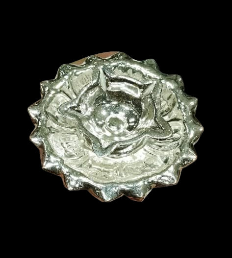 Silver Plated Set of 12 panchmukhi ( 5 Faces Diya ) Diya Set for Festival.