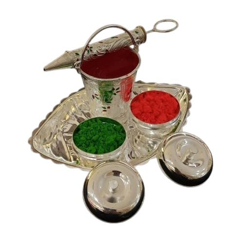 German Silver Small Tray with Bowls Holi Hamper