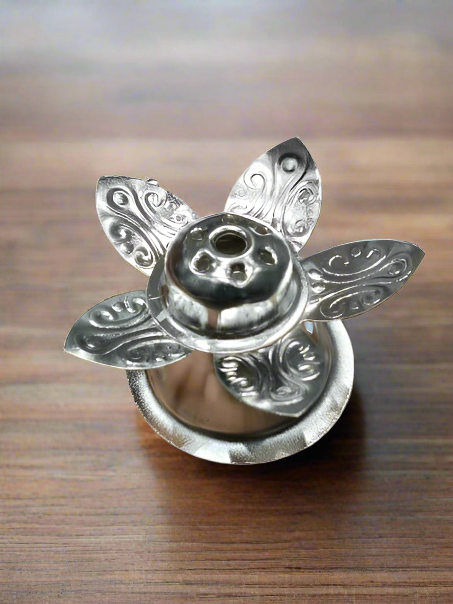 Silver Plated Leaf Agarbatti Stand/Incense Holder, Set of 12 Pieces