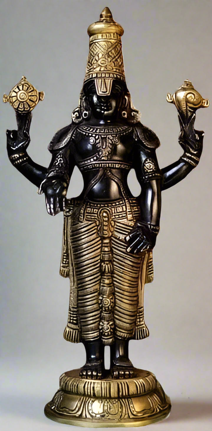 Brass Black Polish Standing Tirupati Balaji Statue/Home décor/showpiece