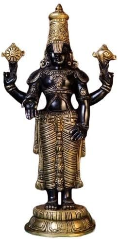 Crafting with Love a Beautiful Brass Black Polish Standing Tirupati Balaji Statue/Home décor/showpiece